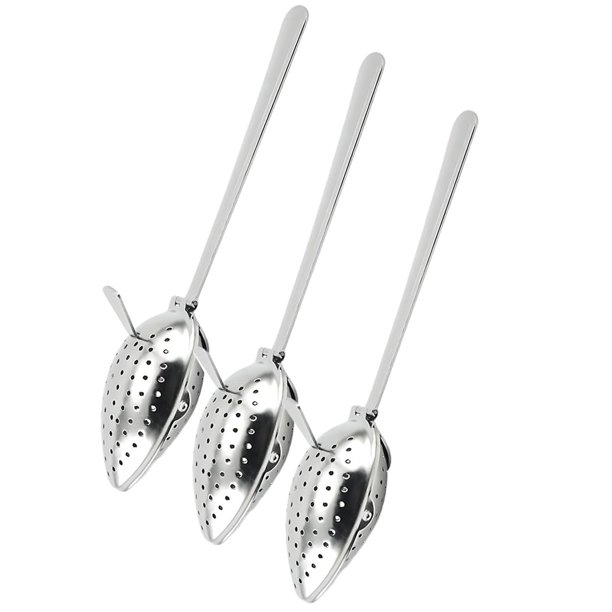 Wosthever 3 piezas de té de acero inoxidable con colador Cantidad de té 3 piezas de infusor de té con cuchara para hojas finas Sopa de té Teteras Plata 15 x 3.95 x 3.5 cm