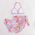 thumbnail image 7 of kpoplk Girls Swimsuits 3 Pcs Bikini Set Ruffle Sleeve Solid Swimwear Tropical Cover Up Skirt Kids Teen Bathing Suit 9-16 Years(Hot Pink,13-14 Y), 7 of 7