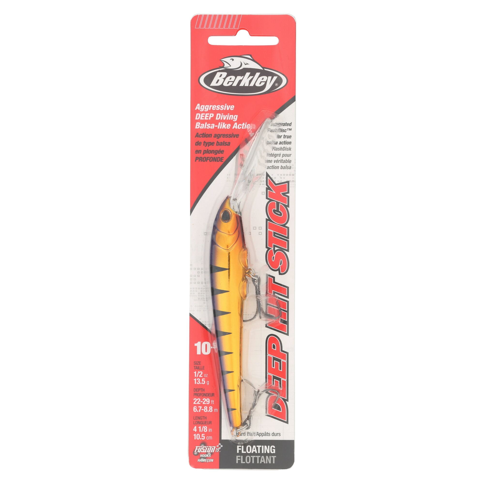 Berkley Deep Hit Stick, 4.25 in, Crankbaits, Purple Bengal (1 Count)