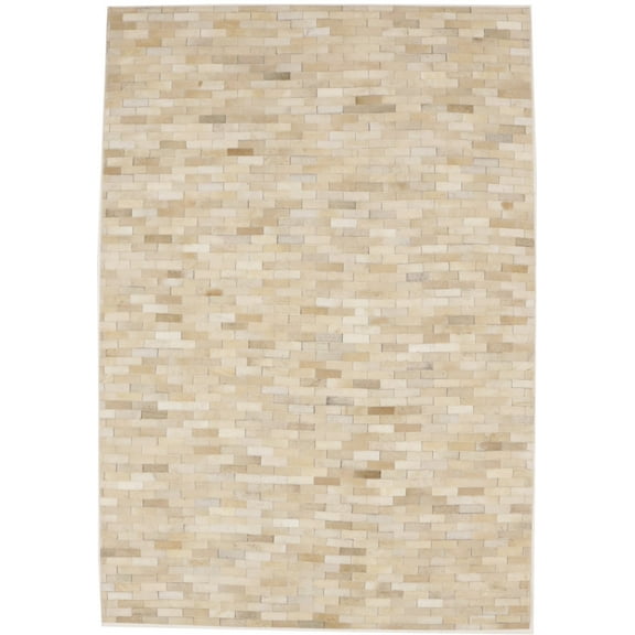 Beige Cowhide 4X6 Modern Leather Rug