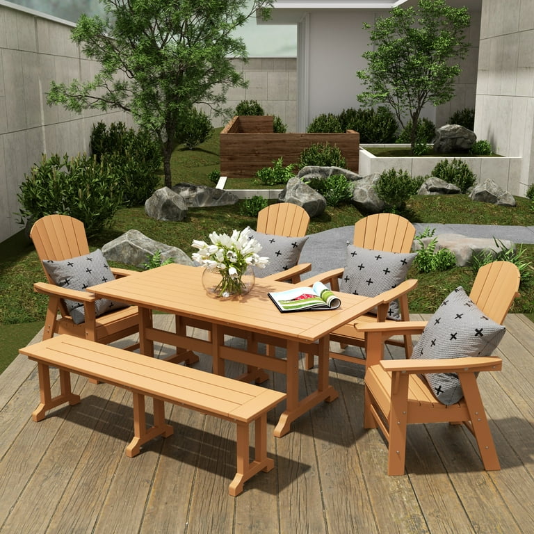 WestinTrends Dylan Adirondack Patio Dining Set for 6, All Weather