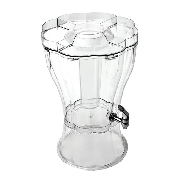 Buddeez 3.5 Gallon Break-Resistant Tritan Beverage Dispenser with Removable Ice-Cone and Party Top Lid that Holds Cups, Sweeteners, Garnishes and More