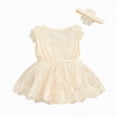 thumbnail image 4 of NIEWTR Toddler Girl Ruffled Floral Dress Princess Wedding Party Flower Girl Pageant Birthday Outfits(Beige,6-12 Months), 4 of 8