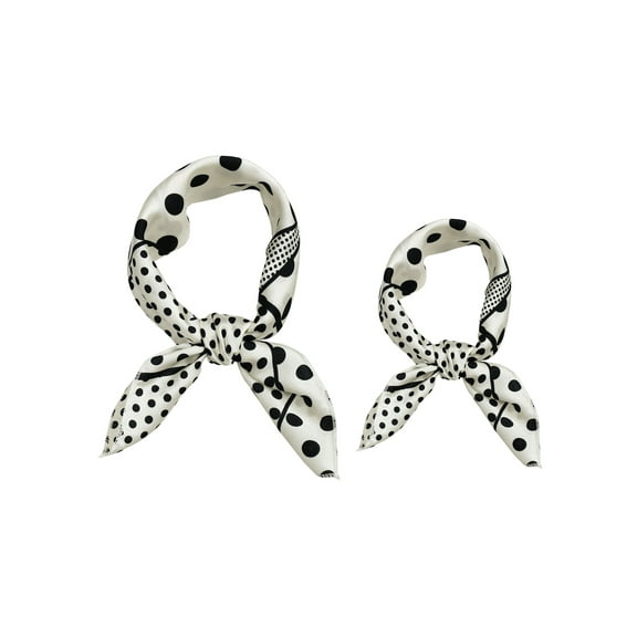 INSPIRE CHIC 2Pcs 50cm Polka Dots Square Scarf Neck Scarves White&White