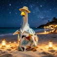 thumbnail image 6 of Hawaiian Aloha Themed Porch Goose Outfit With Printed Shirt And Straw Hat For 19 To 23 Inch Goose Statue Summer Yard Decor, 6 of 8