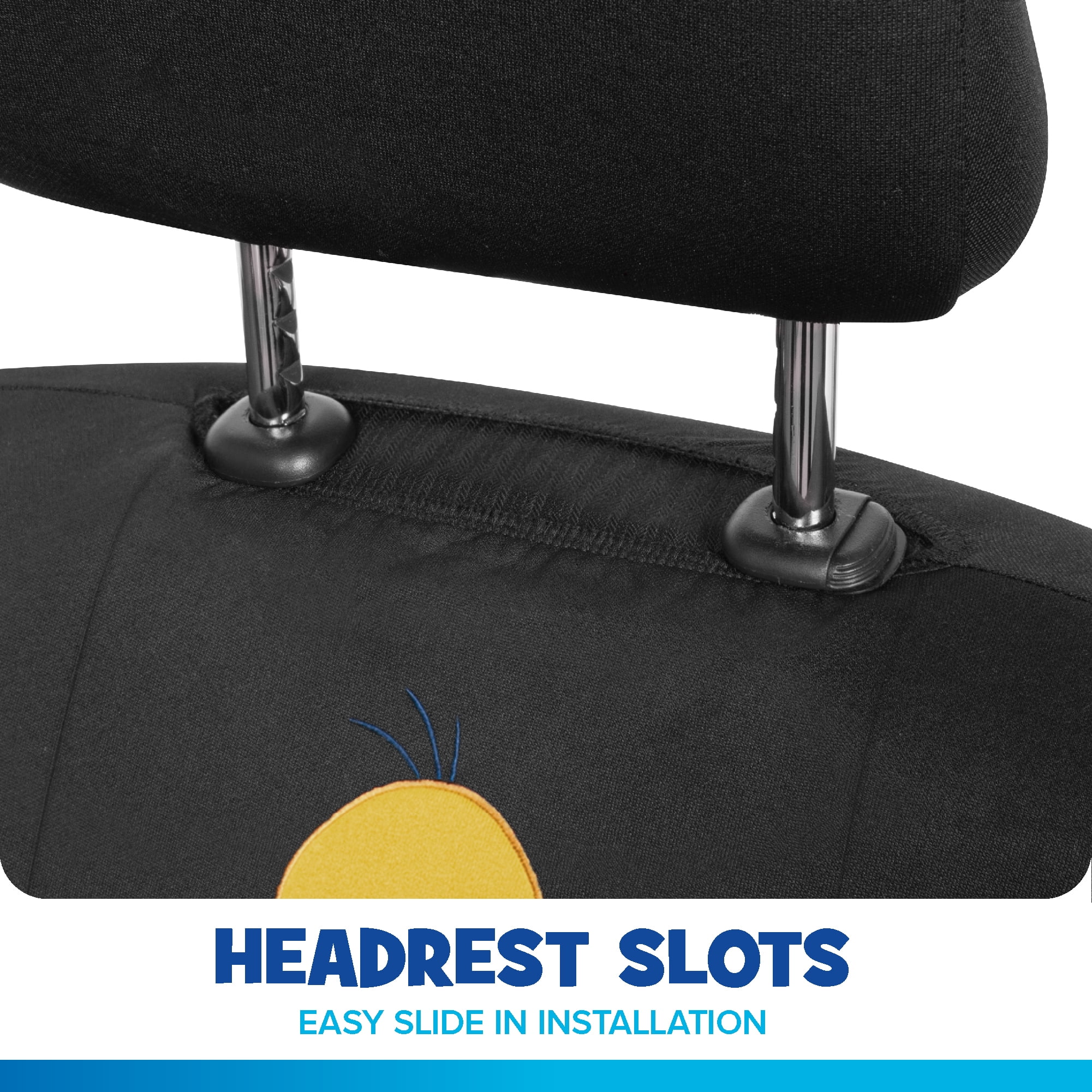 BDK Warner Brothers Looney Tunes Tweety Bird Front & Rear Car Seat Covers Full Set - Easy to Install Durable & Stylish Polyester Fabric Car Seat Cover - Airbag Compatible Universal Fit Car Accessorie