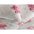 thumbnail image 3 of Ambesonne Flowers Boho Quilted Bedspread Set 3 Pcs, Vintage Rose Floral, Twin, Pale Pink and Dark Pink, 3 of 4