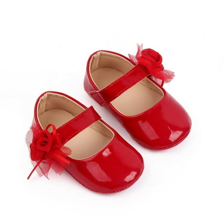 

Baby Girls Mary Jane Flats Infant Non-Slip Bowknot Prewalkers Soft Sole PU Leather Newborn Princess Wedding First Walkers 0-18M
