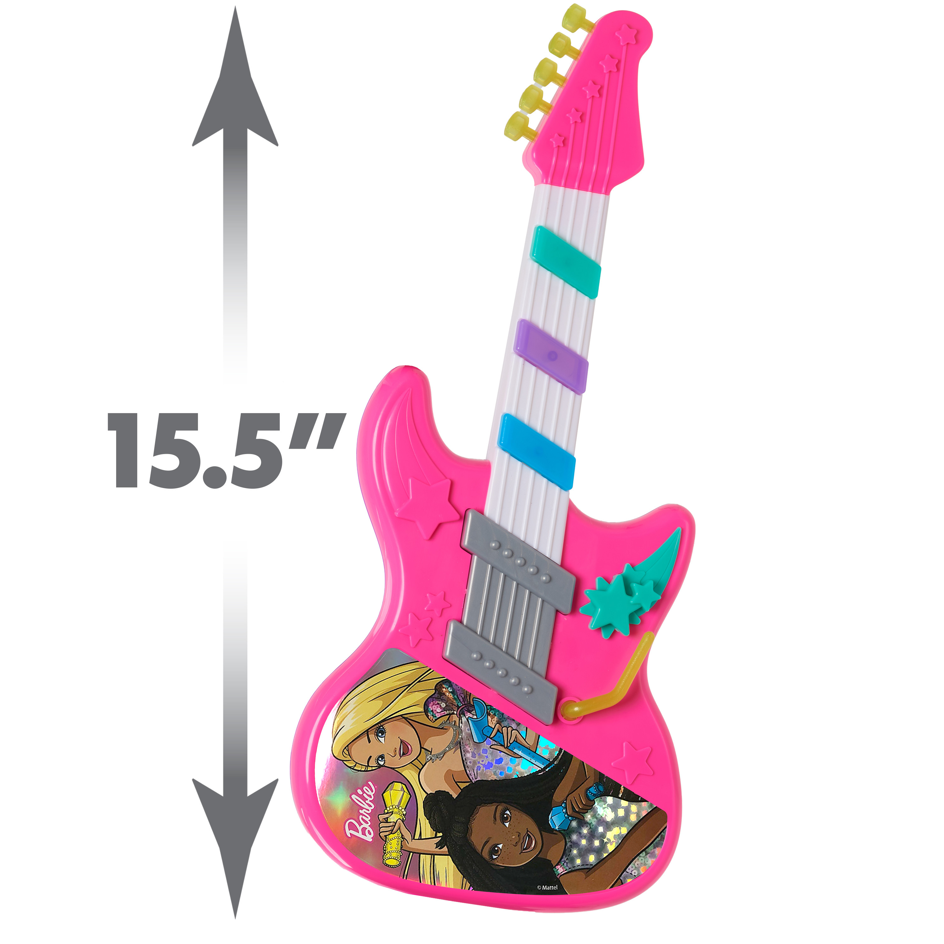 Barbie Rock Star Guitar, Interactive Electronic Toy Guitar with Lights, Sounds, and Microphone,  Kids Toys for Ages 3 Up, Gifts and Presents - image 5 of 11