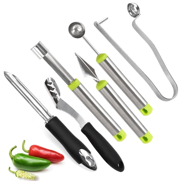 Vegetable Corer Tool, 6 Pcs Stainless Steel Fruit and Vegetable Corer Tools for Home Kitchen Cherry Pear Jujube Zucchini Chili