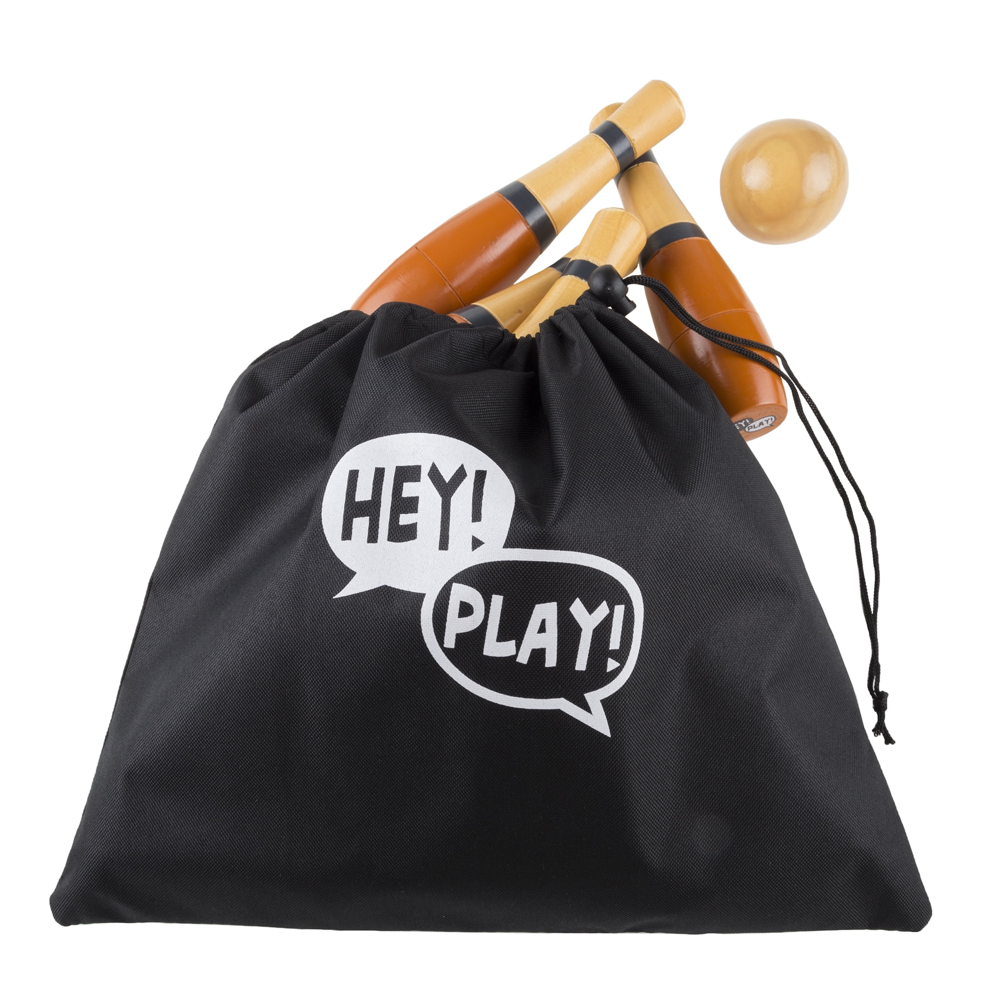 Lawn Bowling, 8 inch Tall Wooden Lawn Game, Indoor & Outdoor Toy, Adults & Kids, Orange and Gray, by Hey! Play!