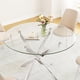 thumbnail image 2 of Mesa de comedor redonda universal de vidrio templado con patas cromadas, mesa de cocina pequeña moderna de 90 cm, mesa de comedor de cocina,Transparente/Dorado, 2 of 2