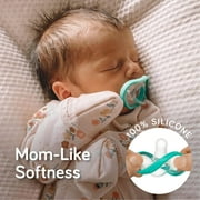 Nanobebe Breastmilk Bottle Starter Set with Pacifiers, Pump Adapter and Slow Flow Nipples, 5 oz, Teal/Grey