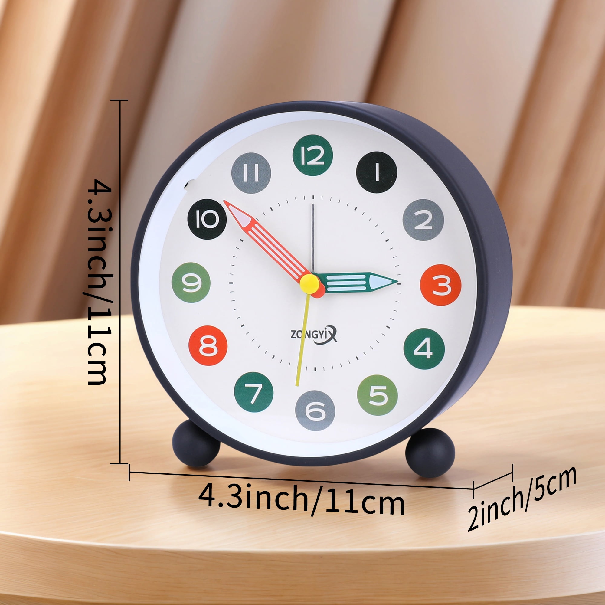 Unique Bargains High-Contrast Numbers Mechanical Alarm Clock Black 4.3"L x 2.0"W x 4.3"H