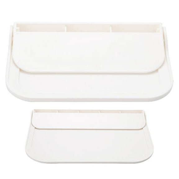 TABLETREANDS 2Pcs Small Folding Shelf White Rectangular Wall Mounted Storage For Bathroom Users 11.8x7.9x0.4In