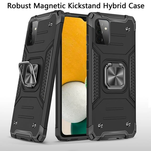 For Samsung Galaxy A13 5G Armor Hybrid with Ring Holder Kickstand Shockproof Heavy-Duty Durable Rugged Dual Layer Hard PC   TPU Cover ,Xpm Phone Case [Black]
