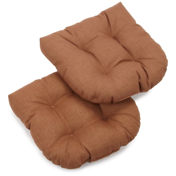 Cojín para silla de comedor con mechones de poliéster hilado para exteriores en forma de U de 19 pulgadas (juego de 2) - Mocha Blazing Needles 93184-2CH-REO-SOL-09