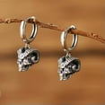 thumbnail image 6 of QQTDFG Sterling Silver Biker Men's Women Skull Huggie Hoop Earrings A1810-1 Pair Hoops, 6 of 9