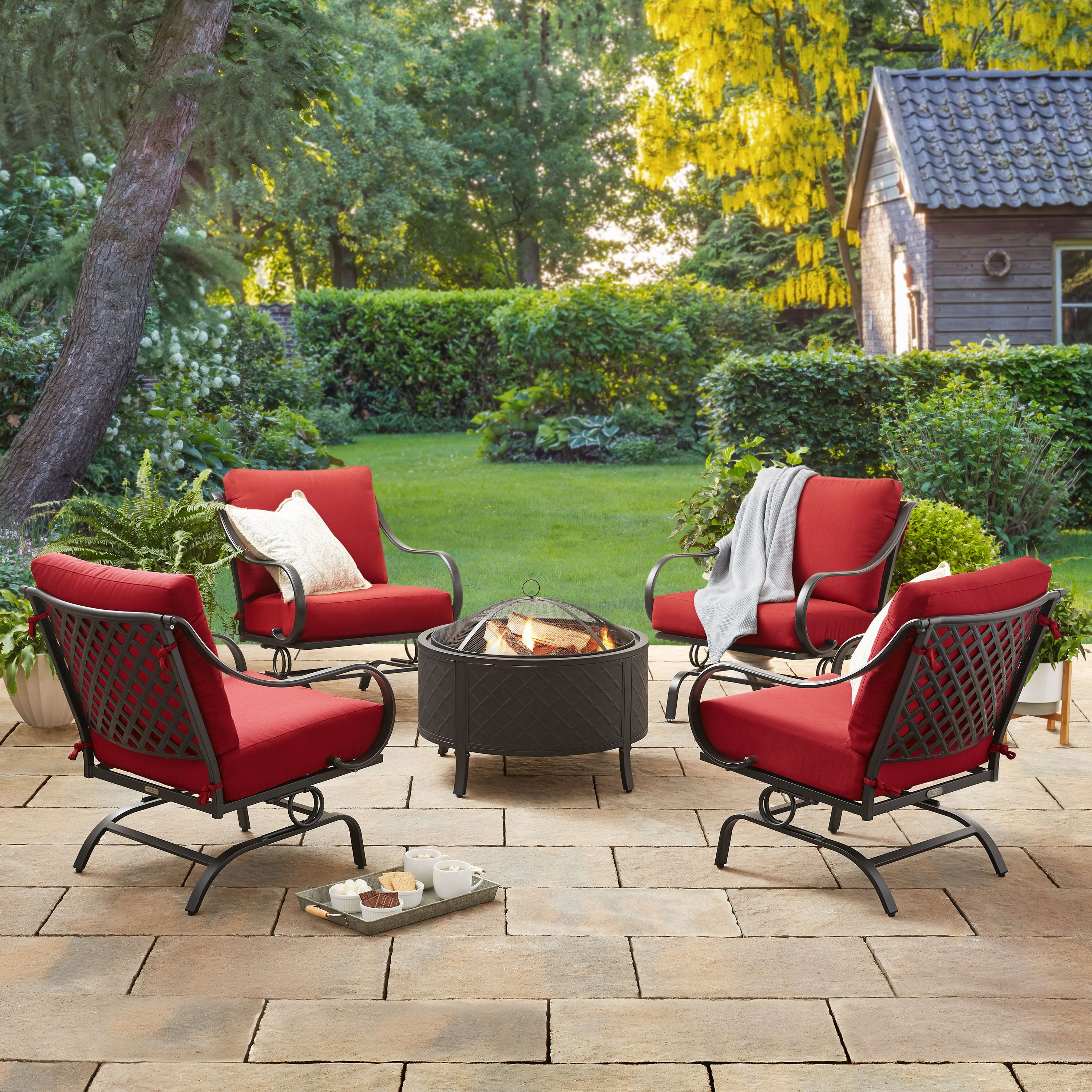 Better Homes Gardens Brockton 5 Piece Fire Pit Chat Set Walmart