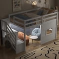 thumbnail image 2 of Twin Size Loft Bed with Storage Staircase and Window, With LED Light, White, 2 of 6