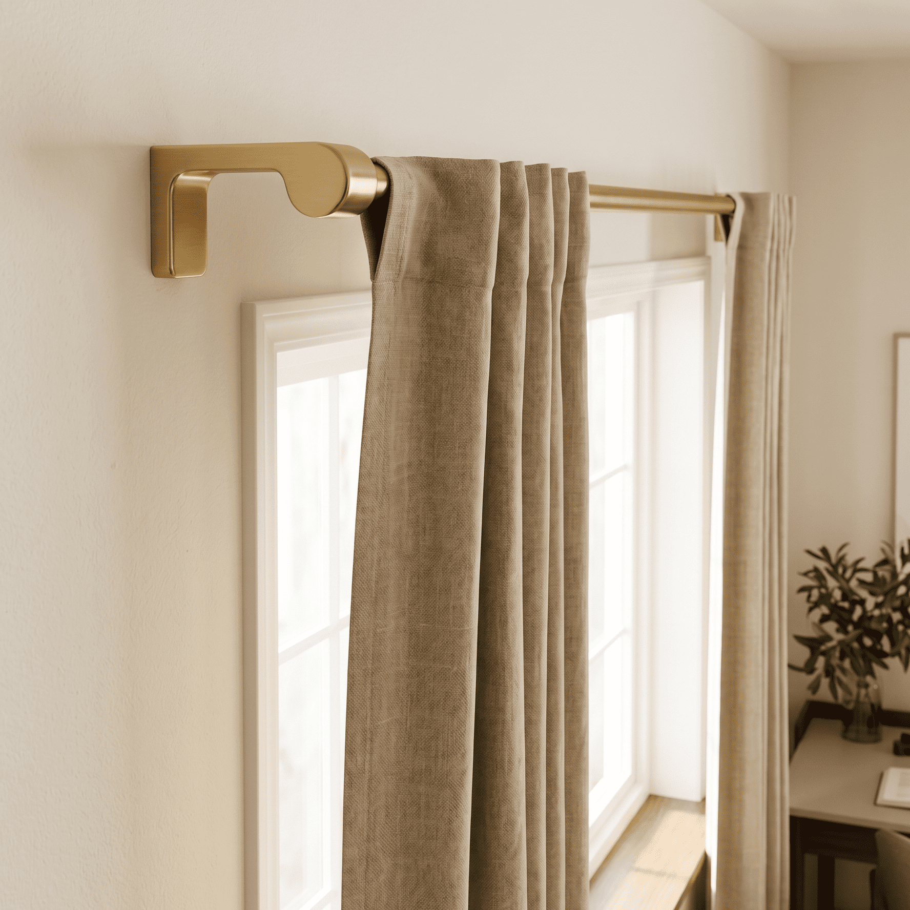 Mainstays 1/2" Brass Minimal Single Curtain Rod, 48"-84"