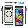 thumbnail image 4 of Magnetic for Google Pixel 8 Pro Case,Compatible with MagSafe,Military Grade Dropproof Translucent Matte Hard Back Soft Edge Anti-Fingerprint Protective Case for Google Pixel 8 Pro,Black+Clear, 4 of 8