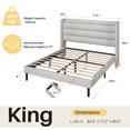 thumbnail image 4 of Frostbloom King Bed Frame with USB & Type-C Charging Station and Linen Fabric Wingback Headboard, Light Gray, 4 of 10
