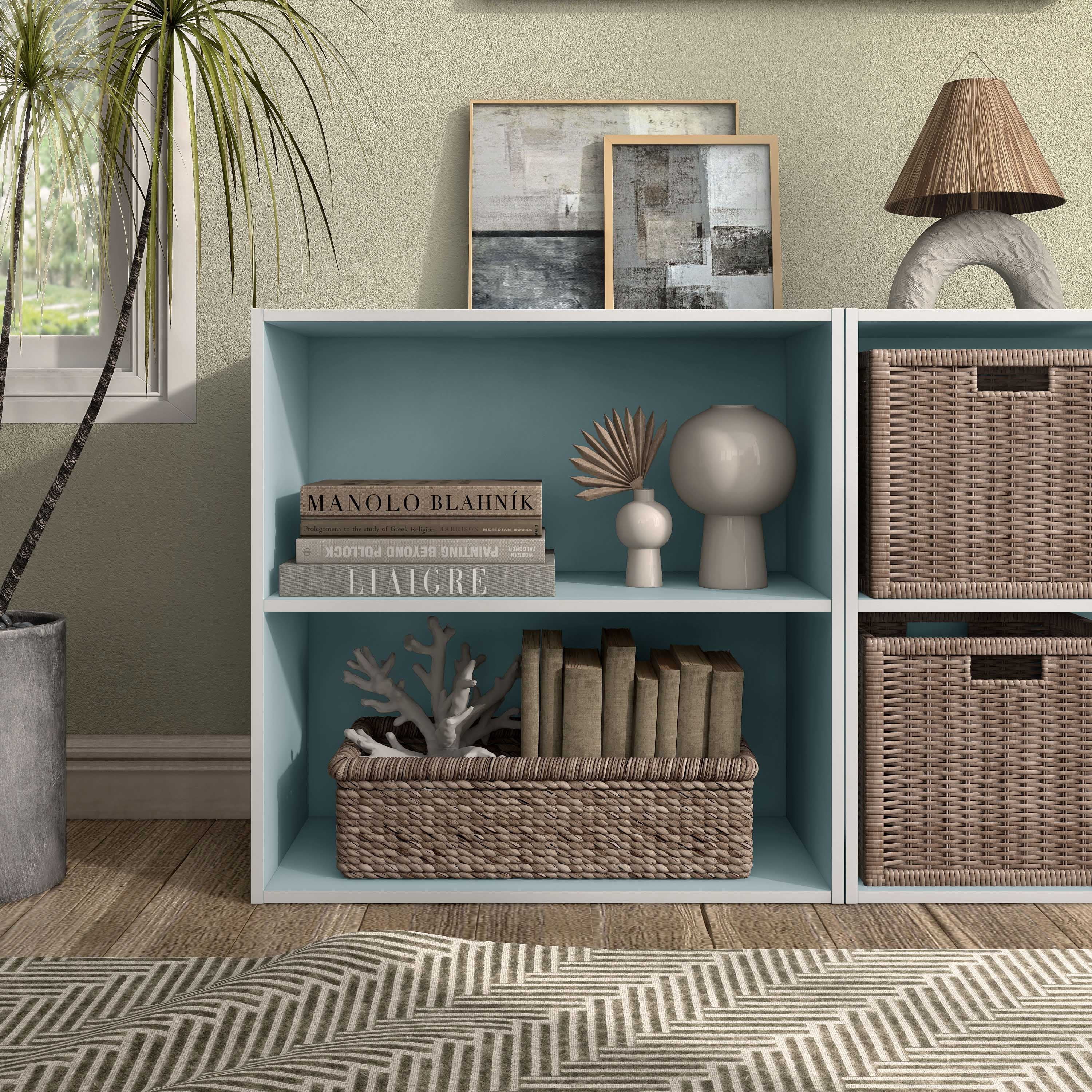 Furniture of America Brooks Stackable 2-Tier Wood Light Blue Kids Bookcase