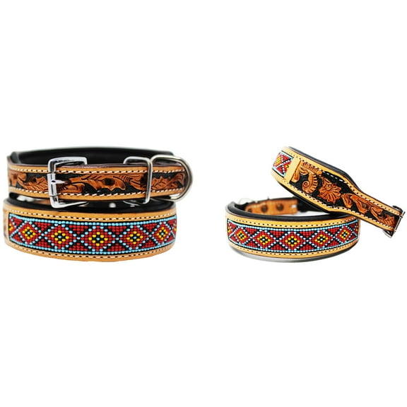 Small 13''- 17'' Dog Puppy Collar Genuine Cow Leather Padded Canine 60120