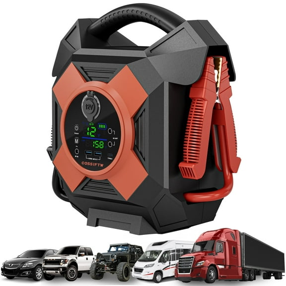 COSSIFTW 12V jump starter 30000A Peak Lithium Battery Starter, Portable Battery Boost Pack and Jumper Cables, Outdoor Power Supply for Gasoline and Diesel Engines (up to 30 Liters)