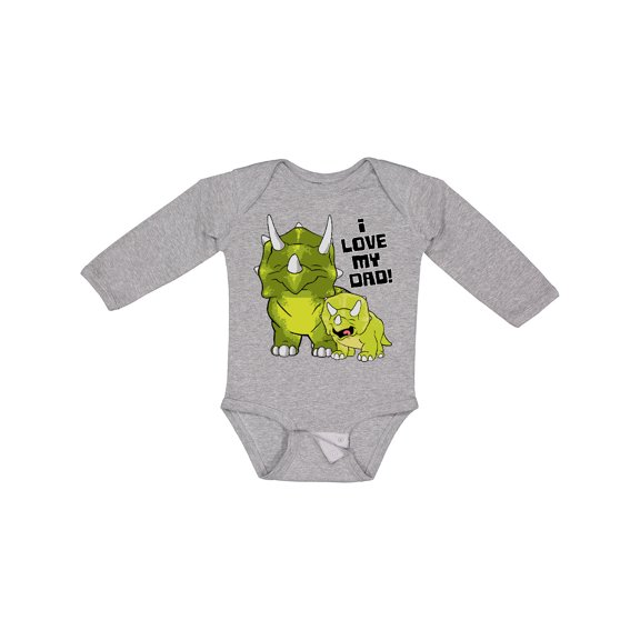 Inktastic I Love my Dad with Baby and Daddy Triceratops Boys or Girls Long Sleeve Baby Bodysuit