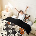 thumbnail image 4 of Homewish Halloween Spooky Animal Twin Duvet Cover, Checkered Flower Twin Bedding, Black White Orange, Black Reversible 2pcs, 1 Duvet Cover and 1 Pillowcase, 4 of 7