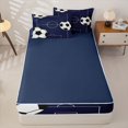 thumbnail image 4 of Homewish Football Games Zipper Twin Comforter Sets with Fitted Sheet and 2 Pillowcases For Kids,Boys Sports Theme Zipper Bedding Set,Navy Blue Reversible,4 Pieces, 4 of 7