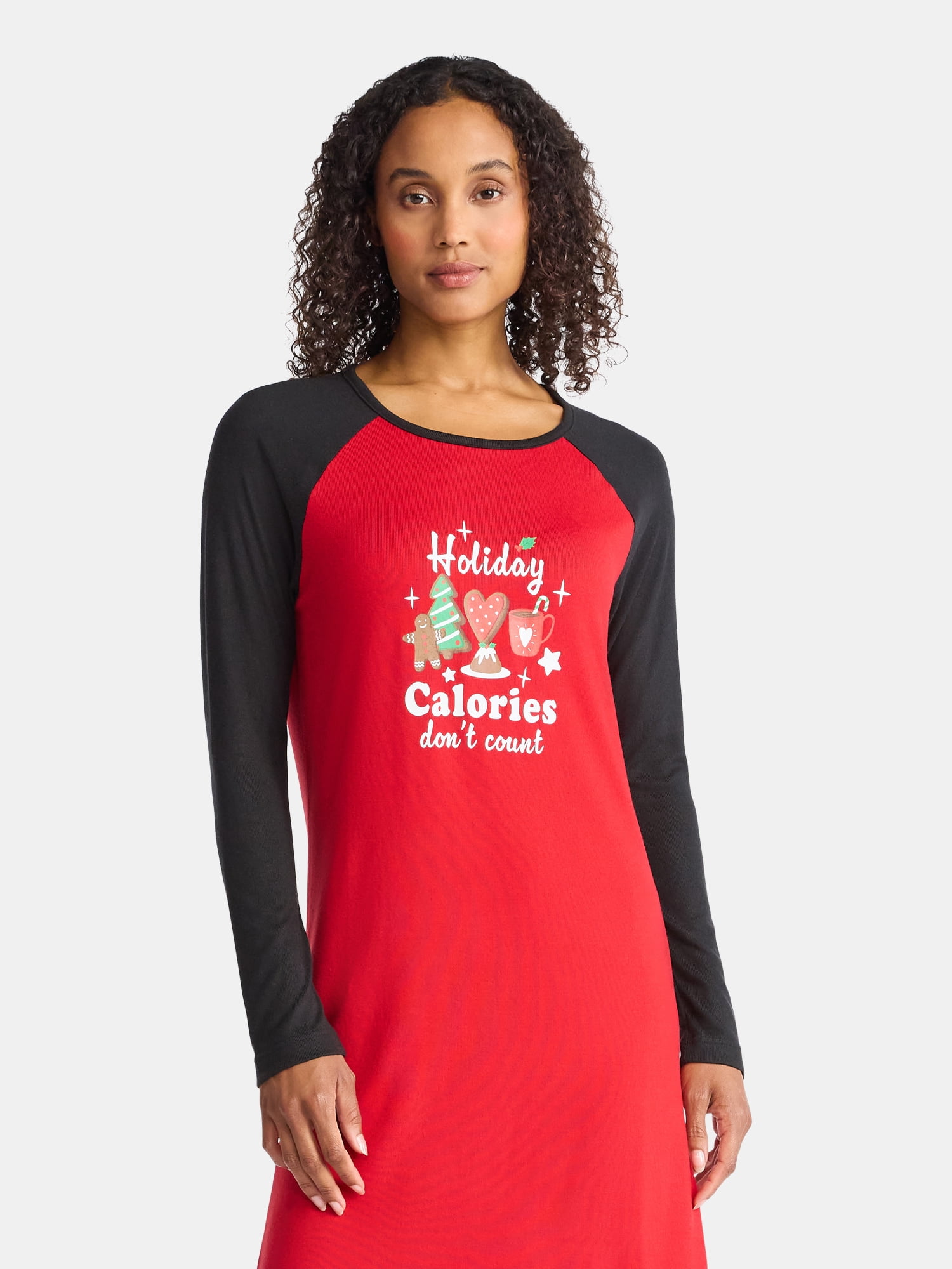 Lissome Women’s and Women’s Plus Ultra Soft Holiday Long Sleeve Printed Sleepshirt, 2-pack, Sizes S-4X