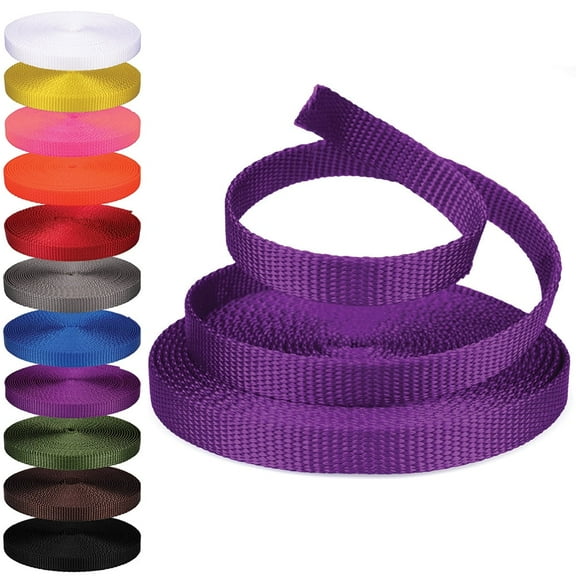 Rope and Cord Nylon Webbing – 1/2 in. Multipurpose Webbing for Cargo Straps, Pulley Lines, and More! – Purple