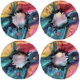 thumbnail image 2 of Shower Caps,Colorful Tie Dye Flow Ball Pattern Waterproof Shower Cap for Women 4 Pieces,Double Reusable Hair Cover for Shower PEVA Elastic Stretch Hem, 2 of 7