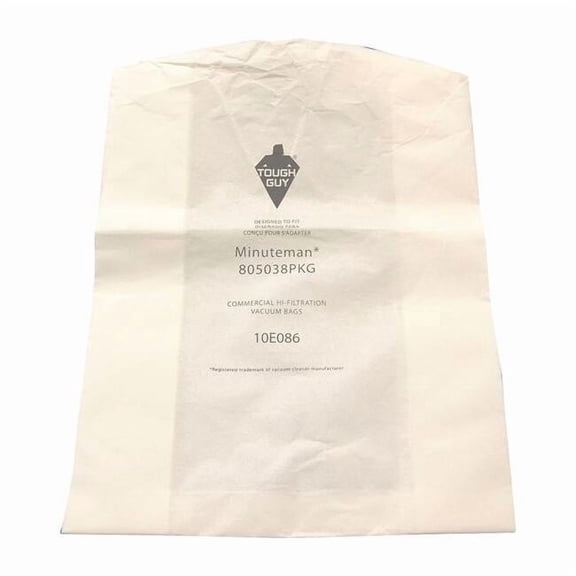 Tough Guy Vacuum Bag,1/2 in H,Paper,PK12 10E086