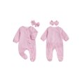 thumbnail image 2 of BemeyourBBs Baby Girl Fall Footies and Headband 2 Pcs Set Plaid Long Sleeve Romper, 2 of 9