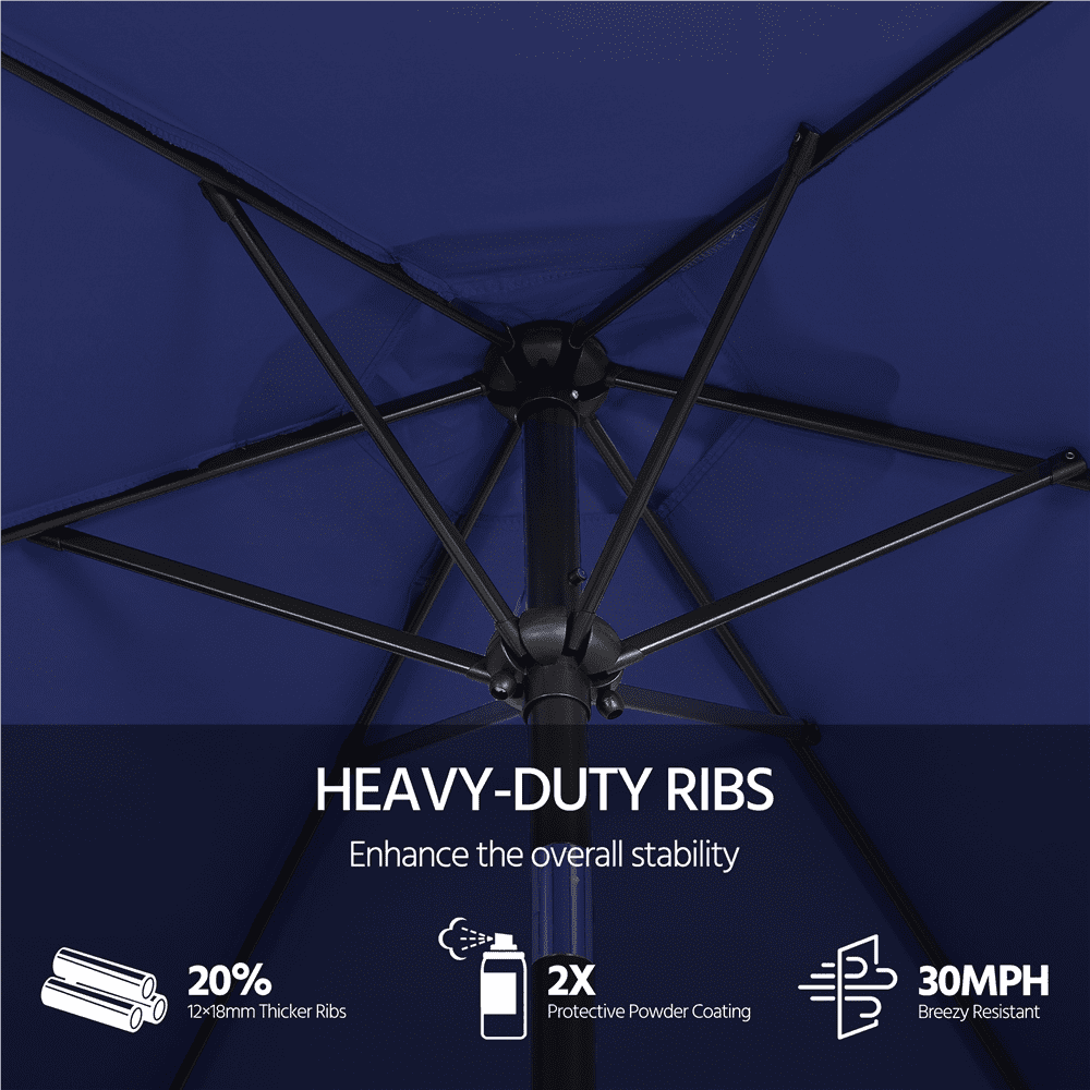 Renwick 7.5Ft Outdoor Patio Umbrella with Push Button Tilt and Crank, Navy Blue