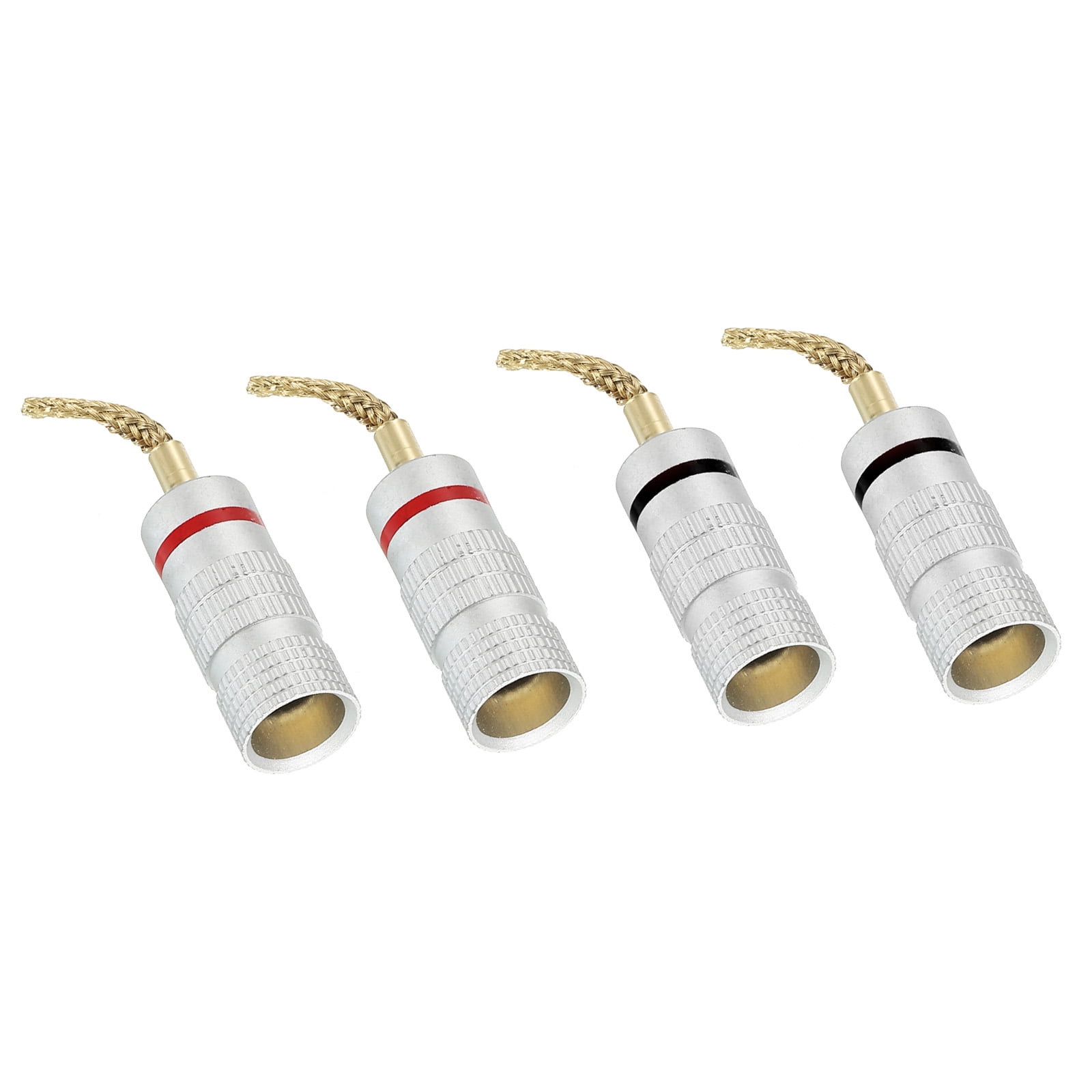 Uxcell Flex Pin Banana Plugs Gold Plated Insulated Red Black 4 Pack