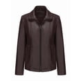 thumbnail image 6 of Faux Leather Jacket for Women Motorcycle Fashion Zip Up Coat Trendy Going Out Jackets Coffee S, 6 of 9