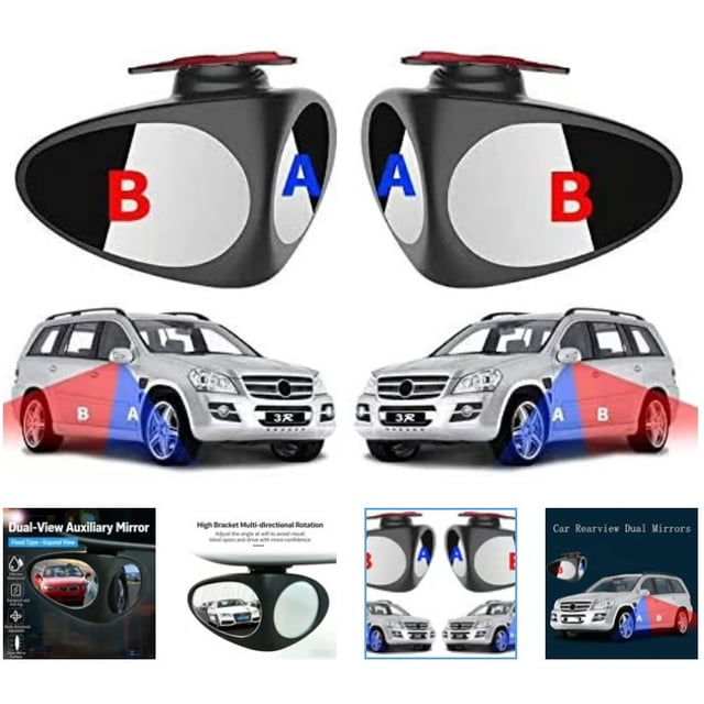 Eoozwa HD Car Blind Spot Mirror 360 Rotatable Rain Proof Real Glass Adhesive Mount for Side View Mirror Visibility