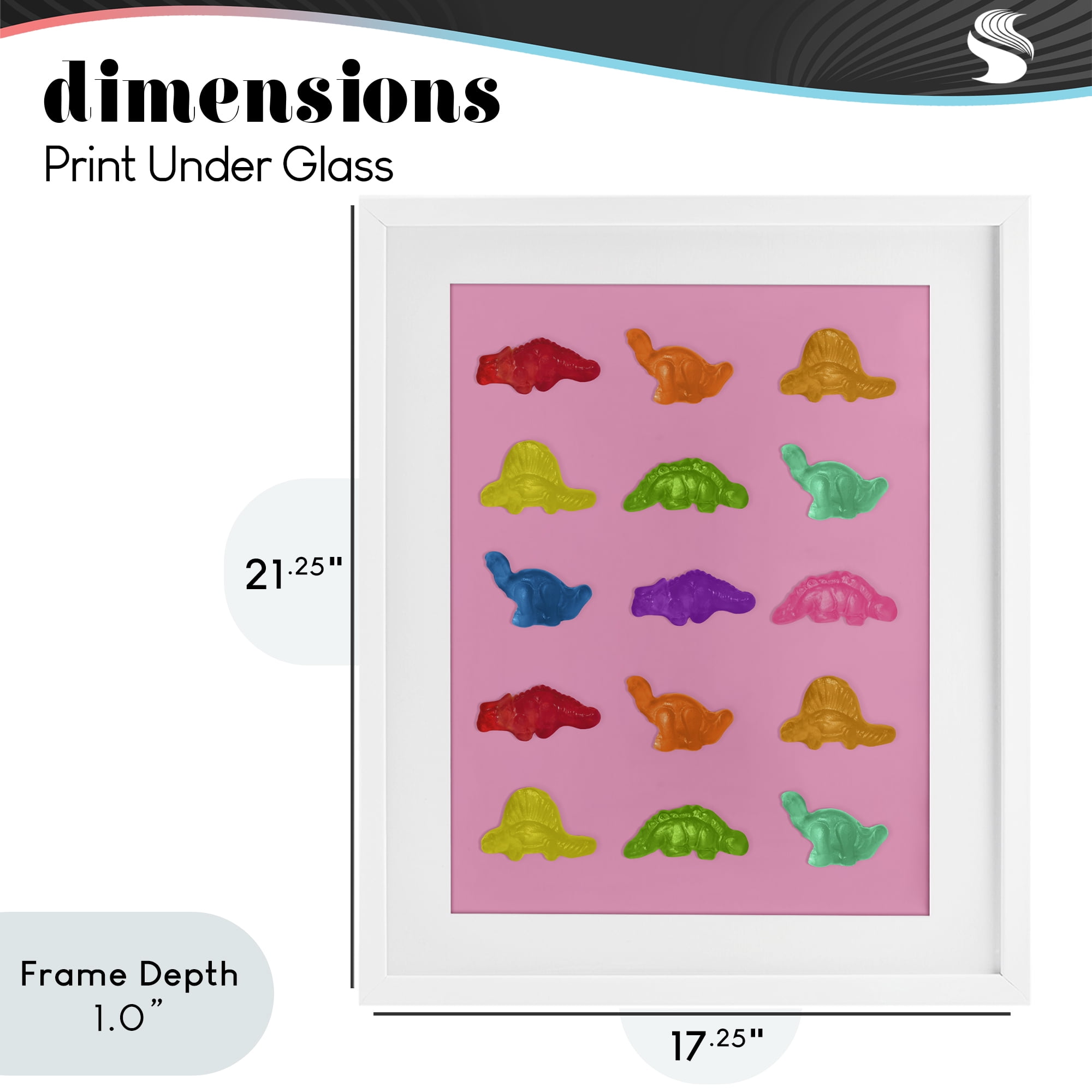 Stupell Industries Dinosaur Candies on Pink White Framed Print Under Glass, design by LISH Creative