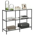 thumbnail image 4 of 39.4" Console Table with 3 Shelves Metal Frame Glass Shelf for Living Room Black Entryway Table, 4 of 9