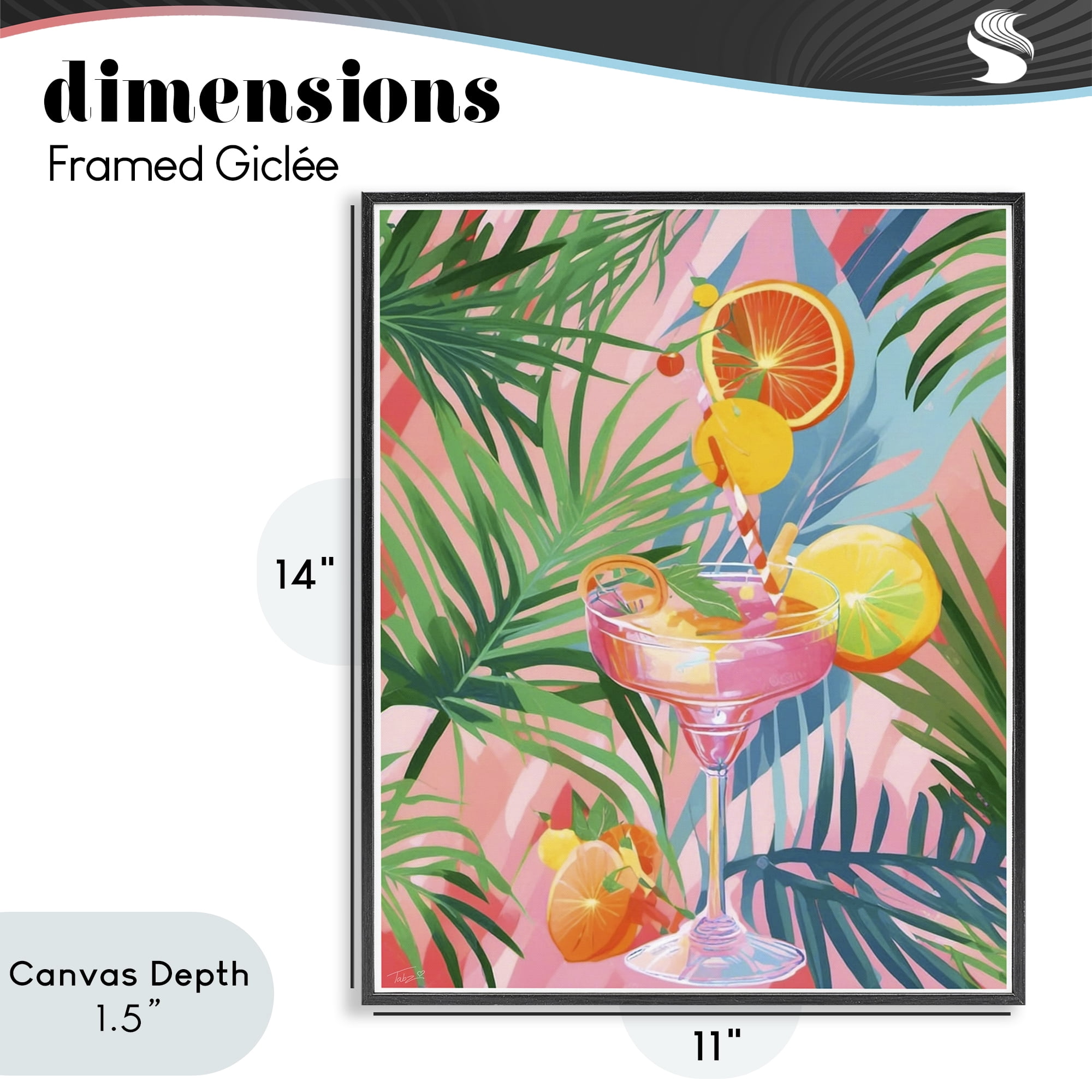 Stupell Industries Jungle Citrus Cocktail Black Framed Giclee Art, design by Tabz Jones