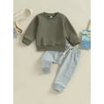 thumbnail image 2 of Bagilaanoe 2PCS Toddler Baby Boy Pants Set Long Sleeve Sweatshirt Pullover Tops + Drawstring Sweatpants 6M 12M 18M 24M 3T Kids Casual Sweatsuits, 2 of 8