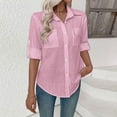 thumbnail image 2 of Zivyakyron Fall Shirt Women Casual Cotton Linen Office Long Sleeve Blouse for Women Going Out Solid Loose Collared Tops Pink XL, 2 of 10