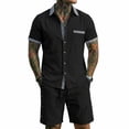 thumbnail image 7 of GUZOM Mens Black Linen Blend 2-Piece Short Sleeve Shirt & Shorts Set | Casual Summer Vacation Outfit,Size XL, 7 of 7