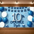 thumbnail image 3 of Blue White Theme 10th Birthday Banner Balloon Decor Double Digits Display Snowflake Pattern Gift Box Design Backdrop for 10th Birthday Party Teen Celebration Photo Shoot, 3 of 9