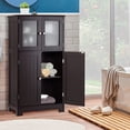 thumbnail image 2 of LOKO Tall Bathroom Cabinet, Modern Storage Organizer with Doors & Open Shelves, Wooden Floor Cabinet with Adjustable Shelves for Bathroom, Living Room or Kitchen (Grey), 2 of 18